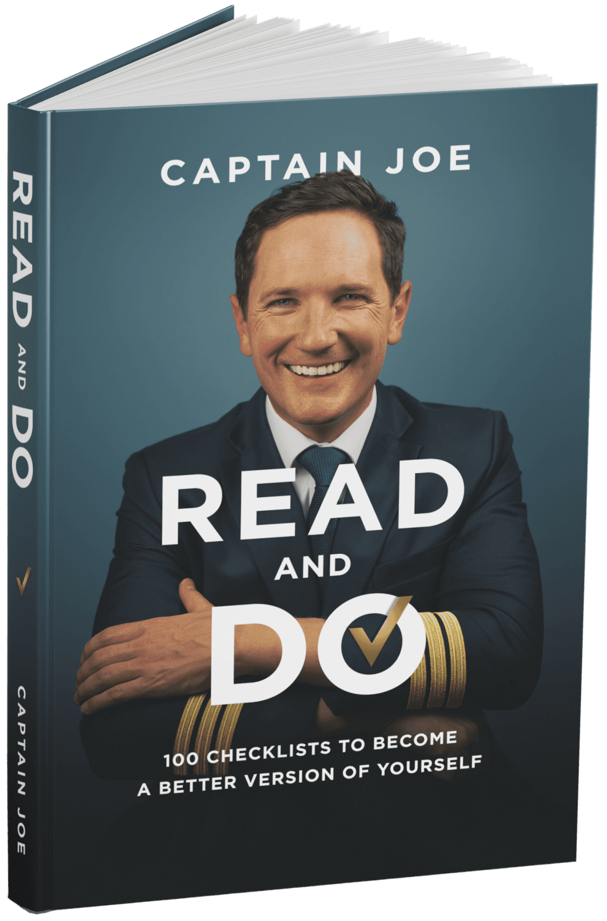 READ and DO - 100 Checklists to become a better version of yourself by Captain Joe - 3D book rendering
