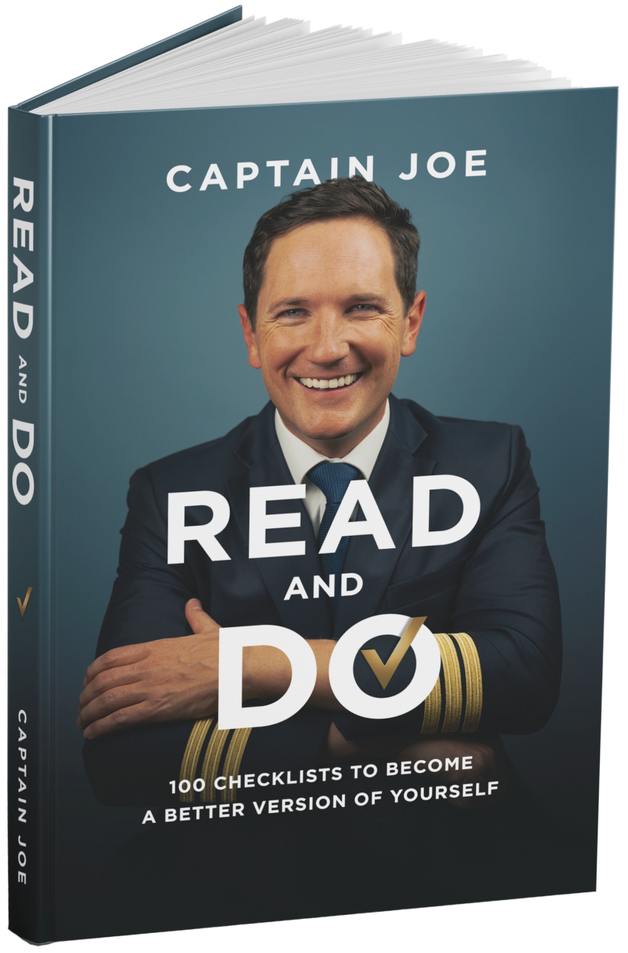 READ and DO - 100 Checklists to become a better version of yourself by Captain Joe - 3D book rendering